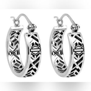 NWT 🆕 Women's Harley-Davidson Sterling Silver Hoop Earrings